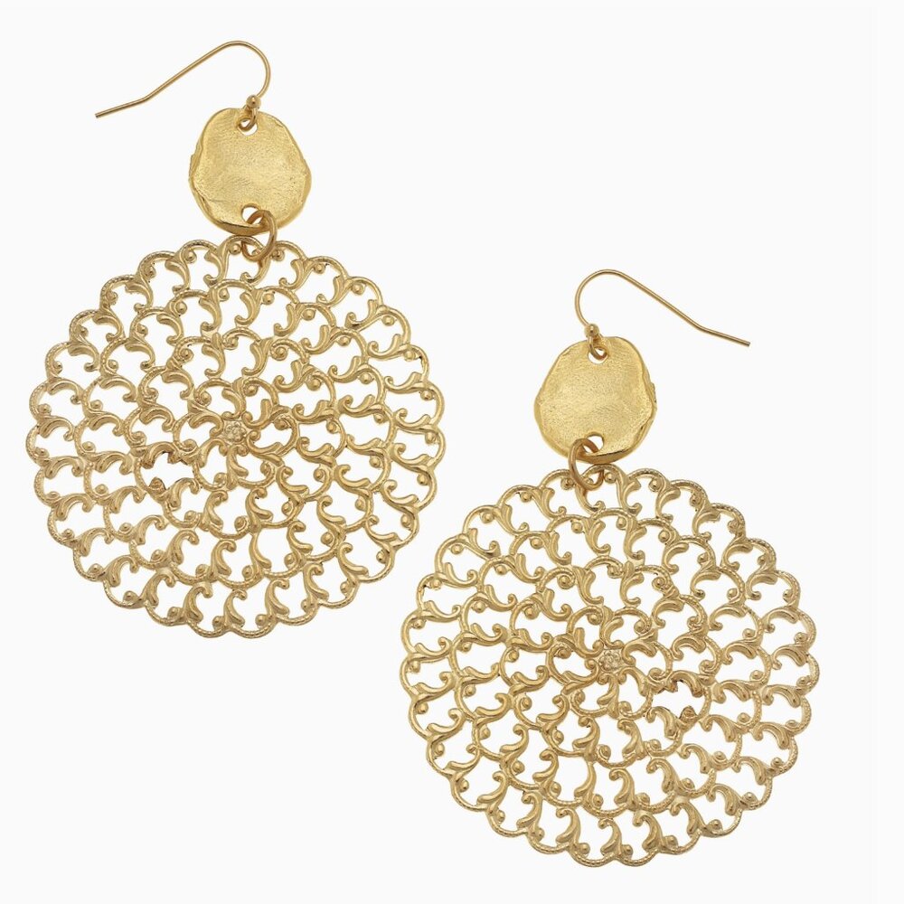 Intricate! Susan Shaw Gold Filigree Dangle Earrings